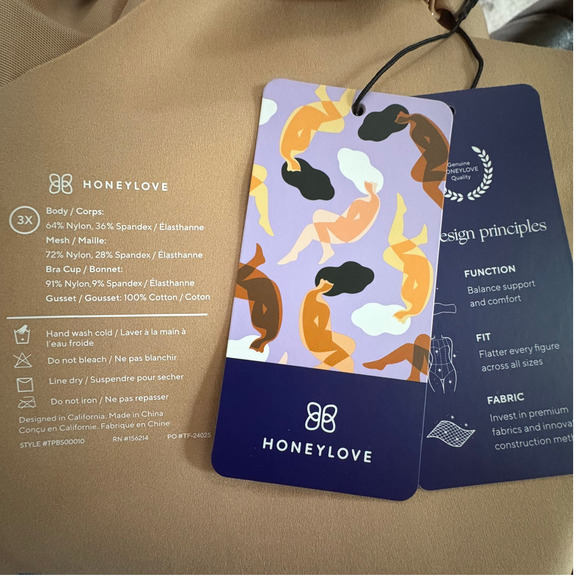 Honeylove Mid-Thigh Bodysuit Women's 3X | Beige Sand | Wireless Support | NWT - Picture 5 of 5